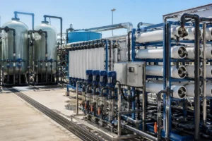 sistem pra-perlakuan osmosis terbalik industri dengan peralatan filtrasi dan dosing kimia