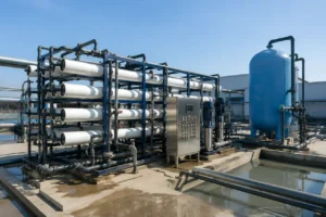 Sistem pengolahan reject water RO industri yang dipasang di pabrik manufaktur